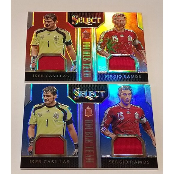 2015 Panini Select Soccer Double Team Iker Casillas Sergio Ramos Jersey /49 /99 - Picture 1 of 9